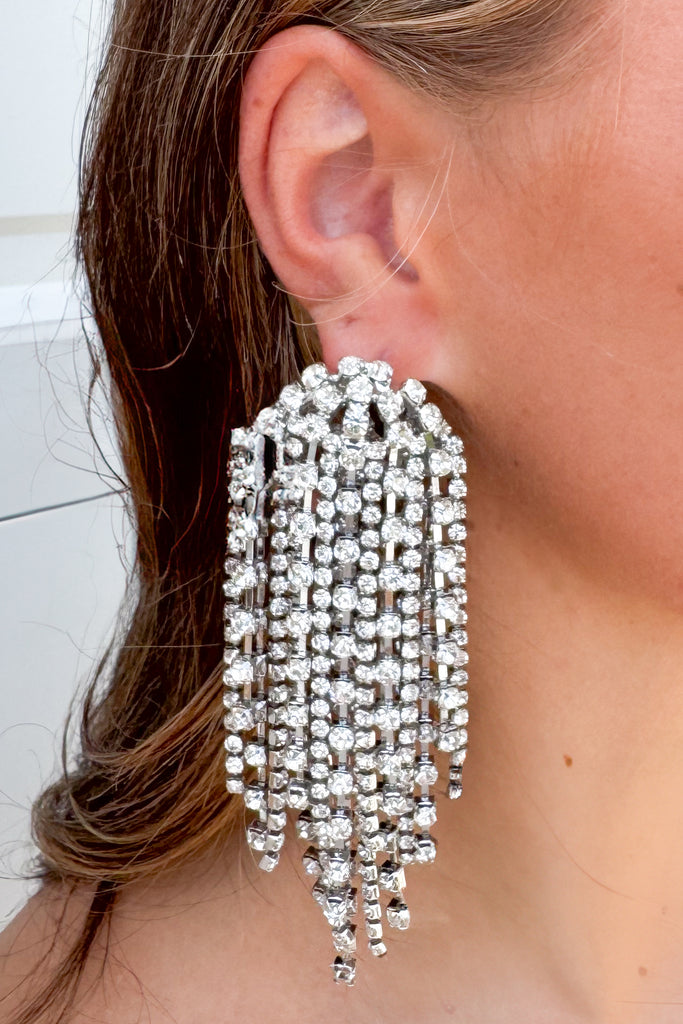 rhinestone fringe earrings