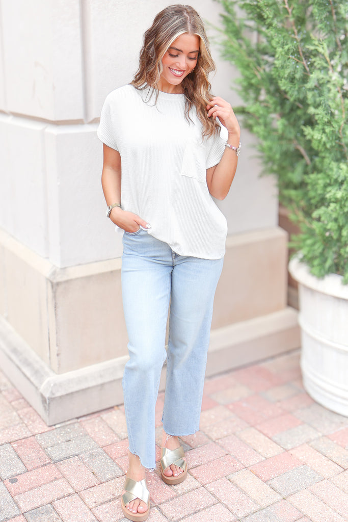 pocket front ribbed top