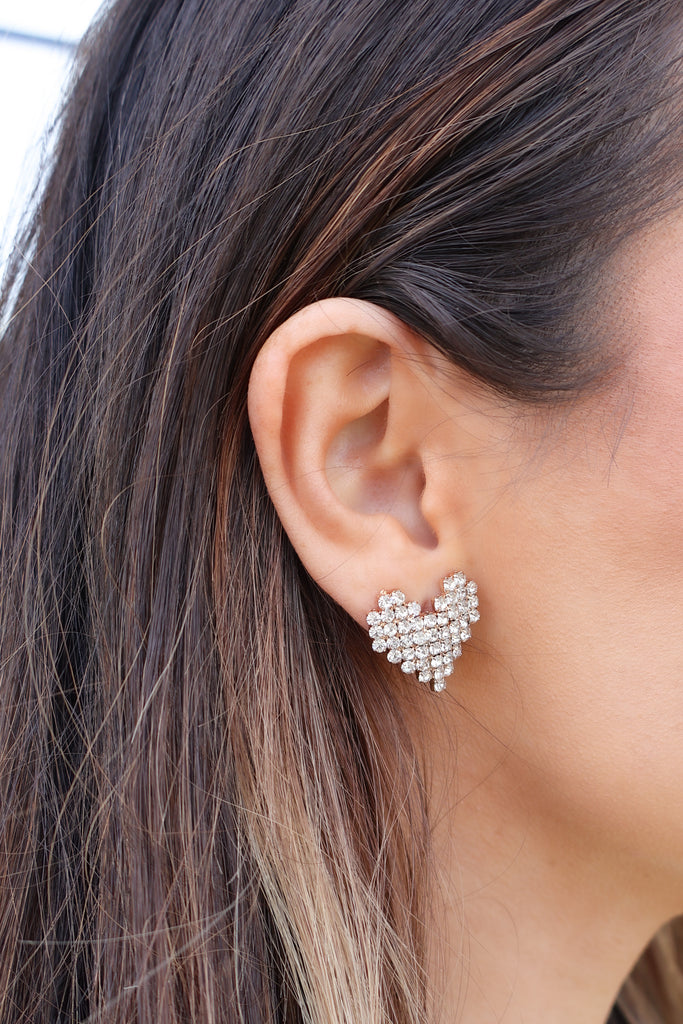 heart shaped rhinestone earrings