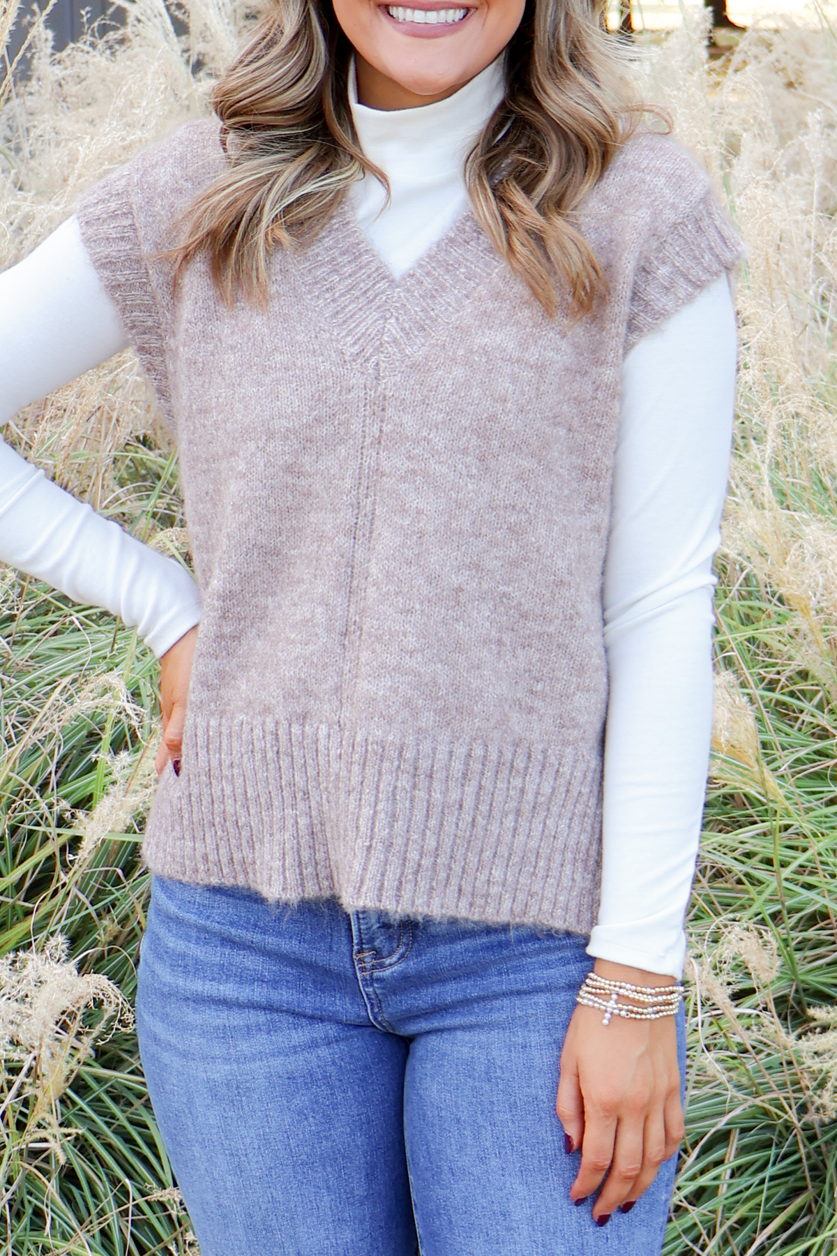 Searching For You V-Neck Sweater Vest Size M/L-TOP VEST