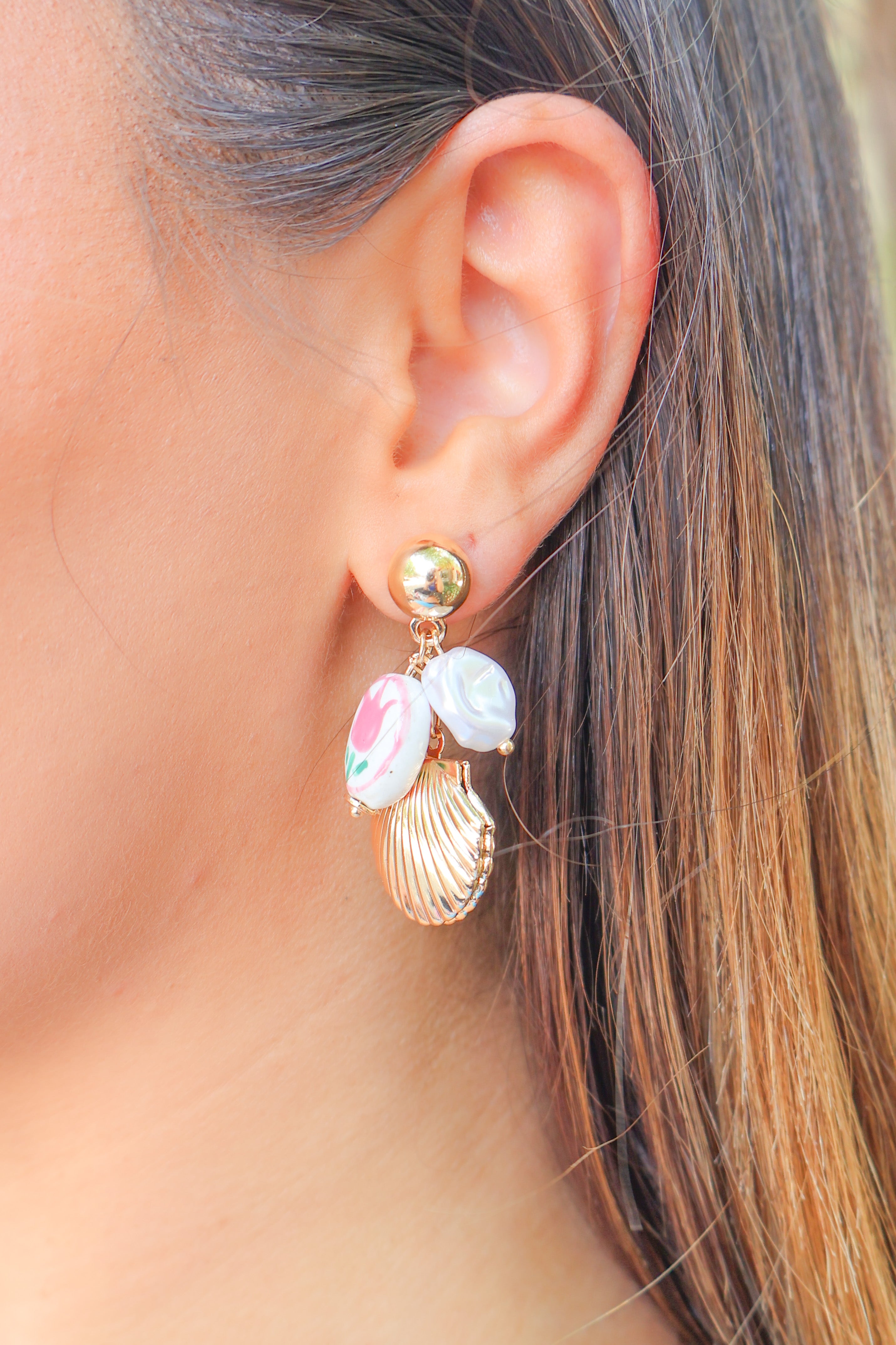 Kept Promises Shell Locket Dangle Earrings - Frock Candy