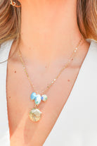 shell locket charm necklace