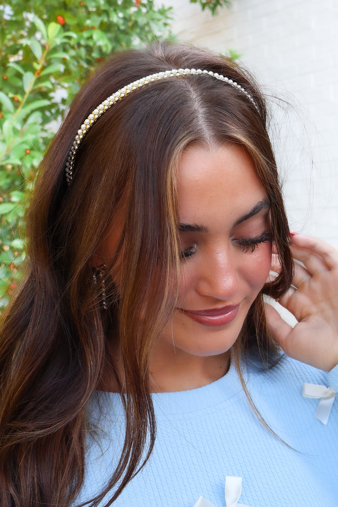 pearl lined headband