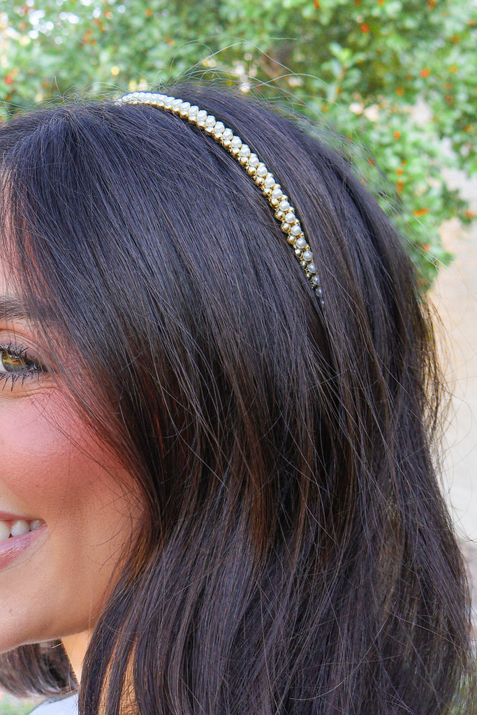 pearl lined headband