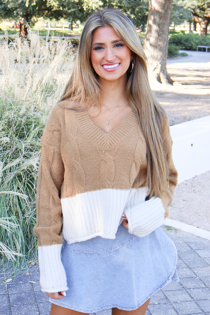 cable knit cropped sweater