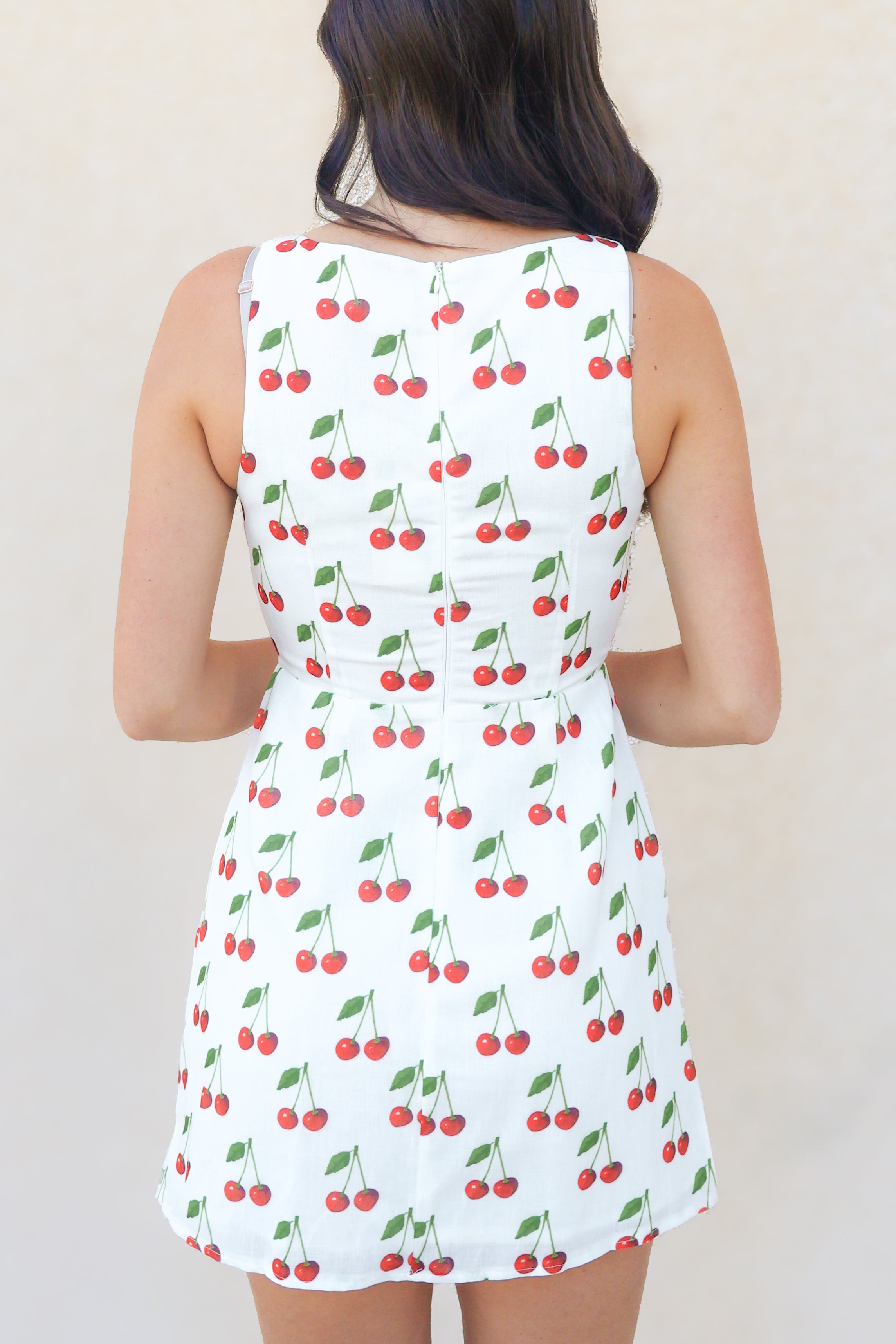 back of cherry tank mini dress