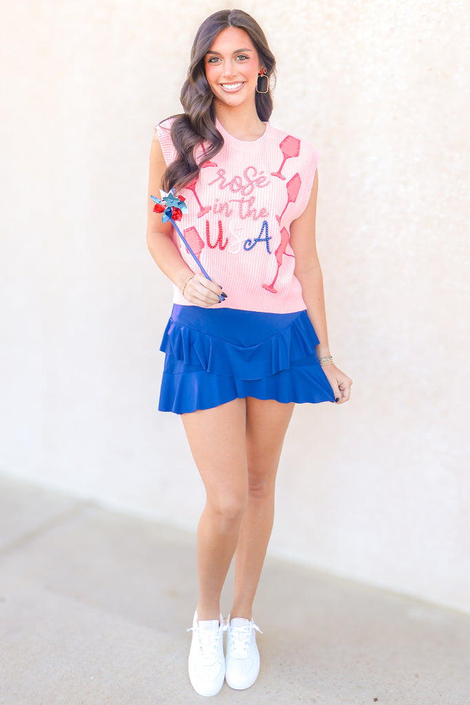 rose in the usa sweater vest in pink