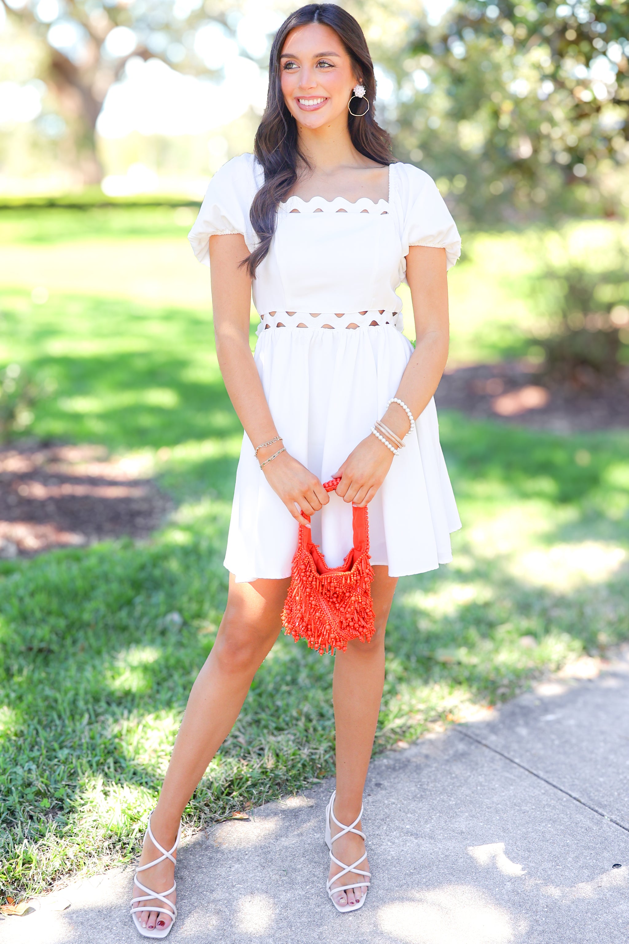 No Comparison Puff Sleeve Mini Dress Off White / S