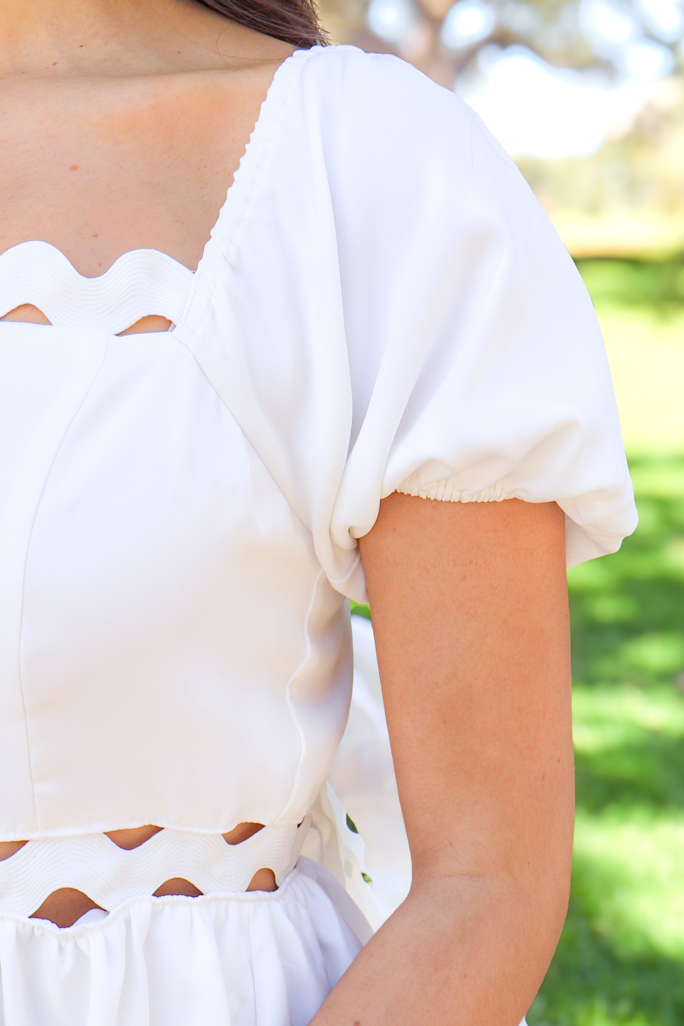No Comparison Puff Sleeve Mini Dress Off White / S No Comparison Puff Sleeve Mini Dress Off White / S