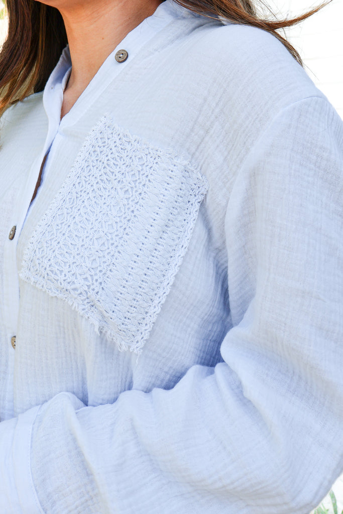 gauze button front top