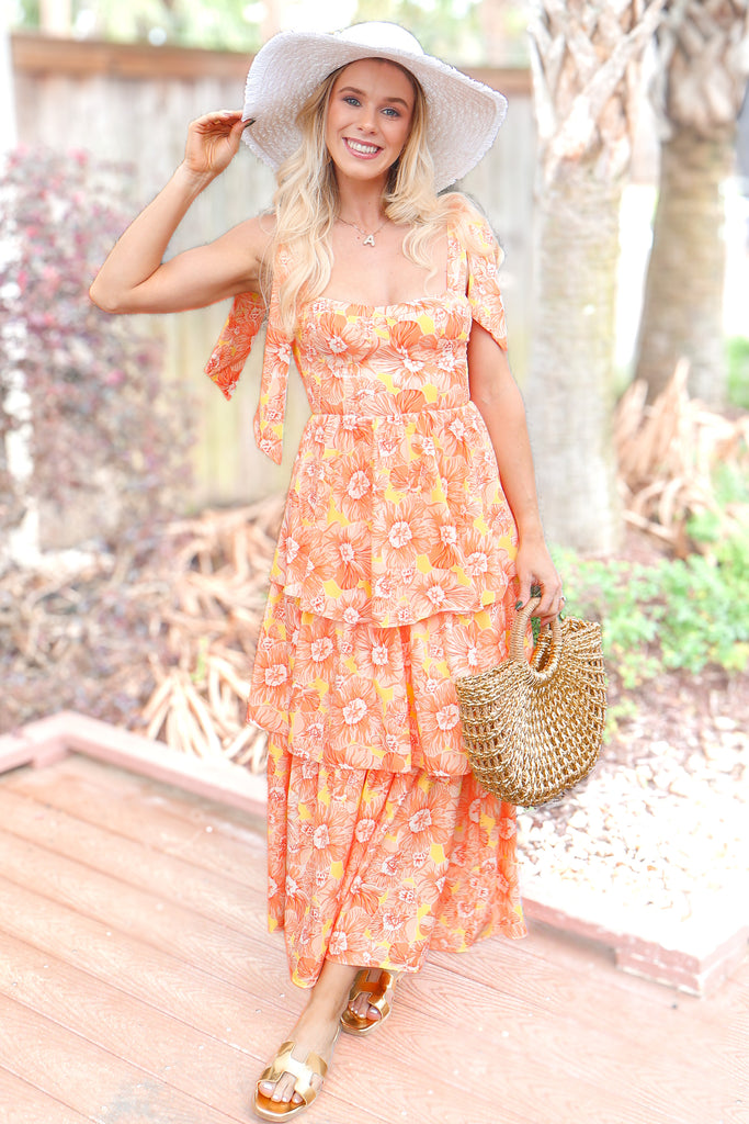 floral tiered maxi dress