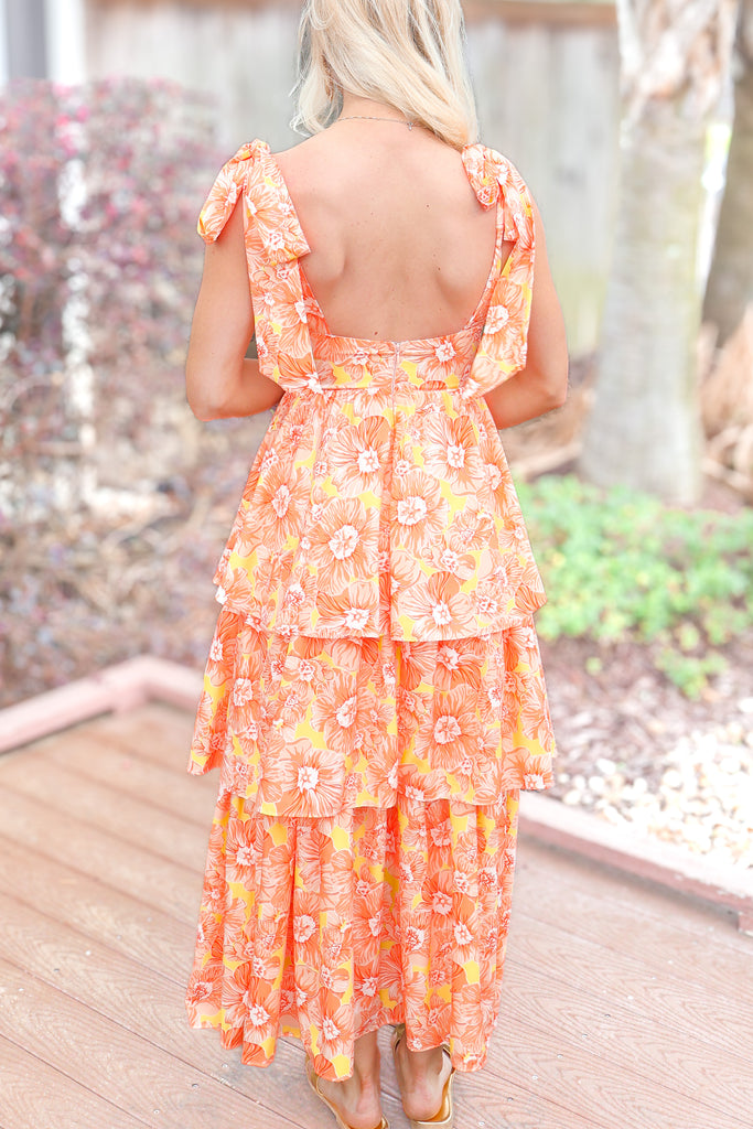 back of floral maxi dress