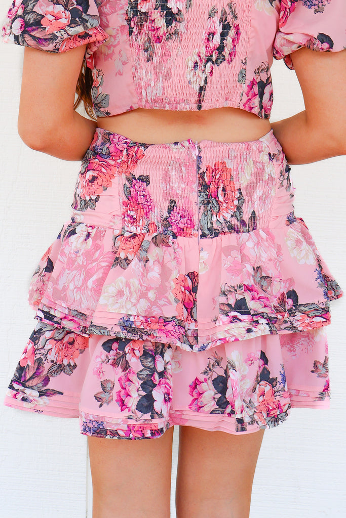 back of tiered ruffle buddy love skirt