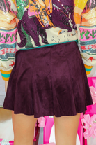 Time Will Tell Suede Flared Mini Skort Size S-SKIRT CASUAL SOLID