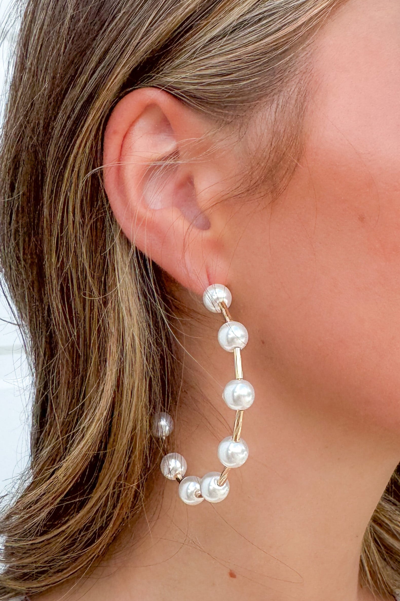 Taking the Lead Large Pearl Hoop Earrings Frock Candy