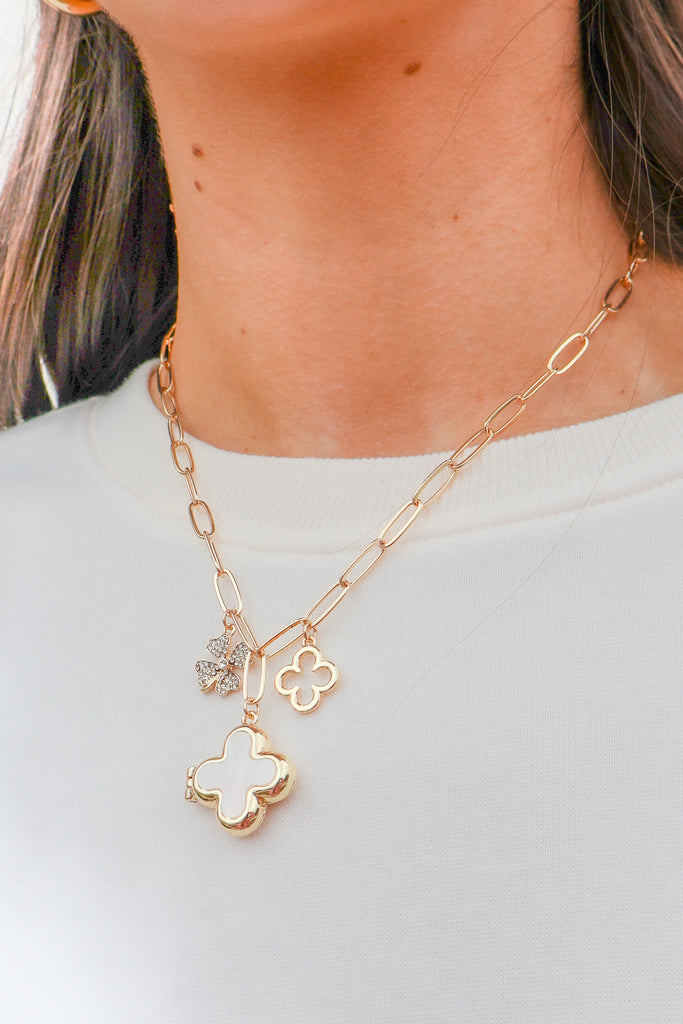 clover locket necklace