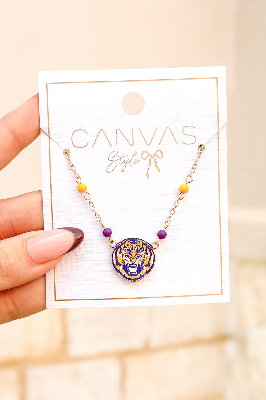LSU Roaring Tiger Necklace in Purple and Gold