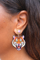 Purple Reign Tiger Dangle Earrings by Louie Love