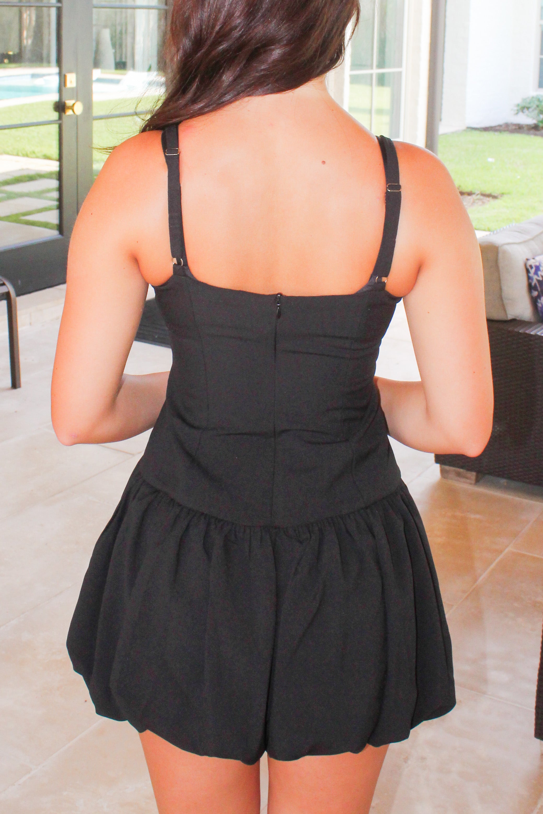 Time Is Right Cutout Bubble Hem Dress Black / XS Time Is Right Cutout Bubble Hem Dress Black / XS