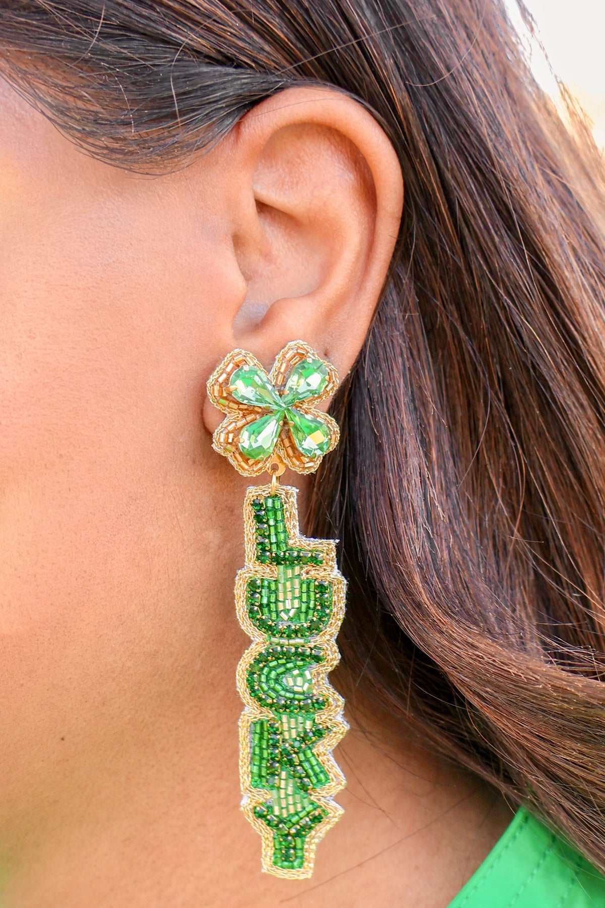 Lucky in Love Beaded Drop Earrings by Taylor Shaye-ACC EARRING