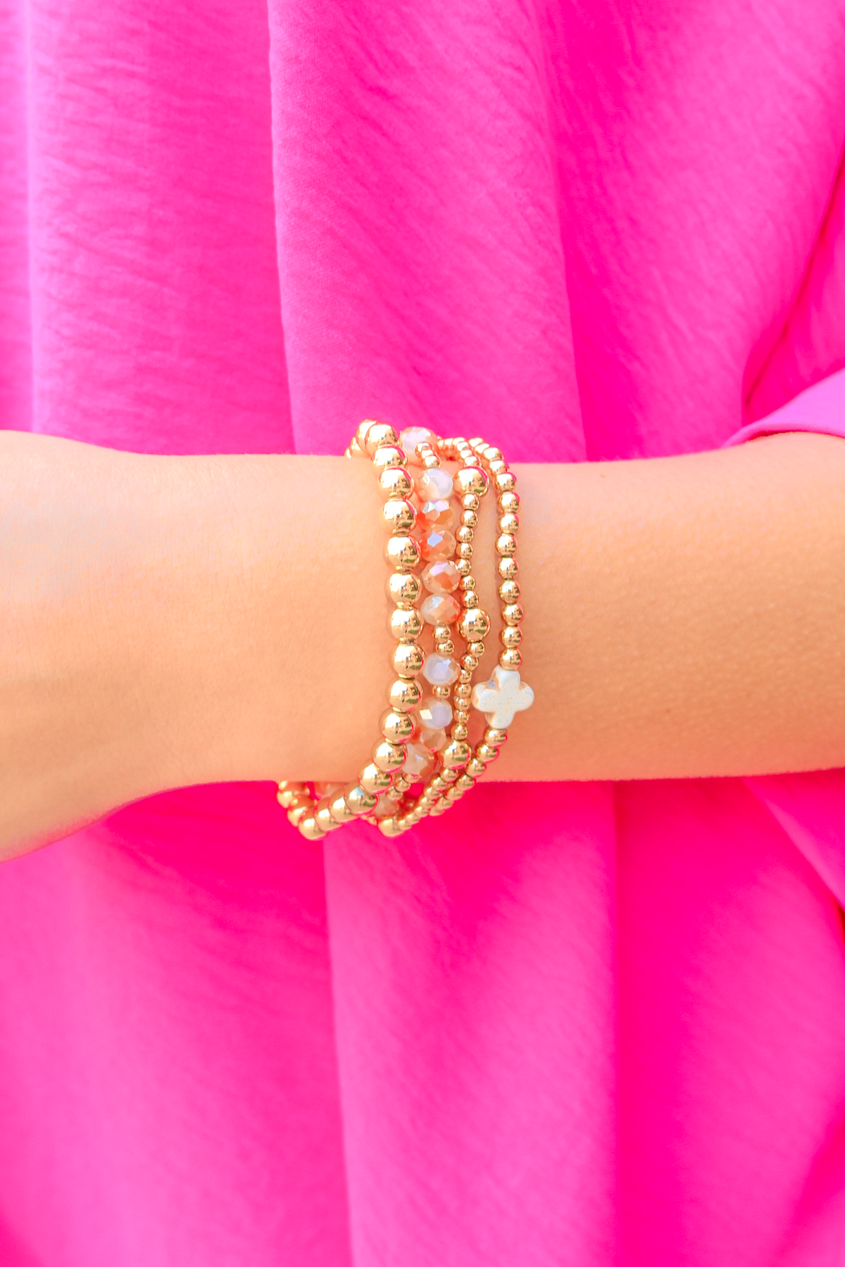 Come See About Me Cross Bead Bracelet Set-ACC BRACELET