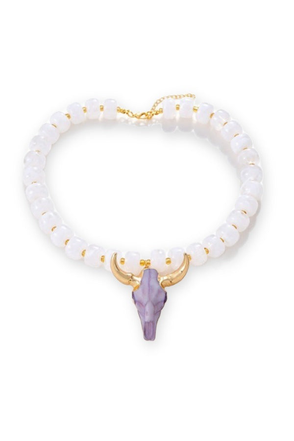 Wild and Free Bullhead Necklace in White