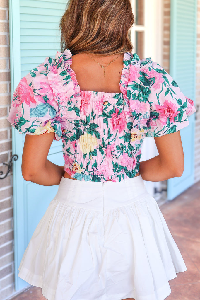 back of pink floral buddy love top