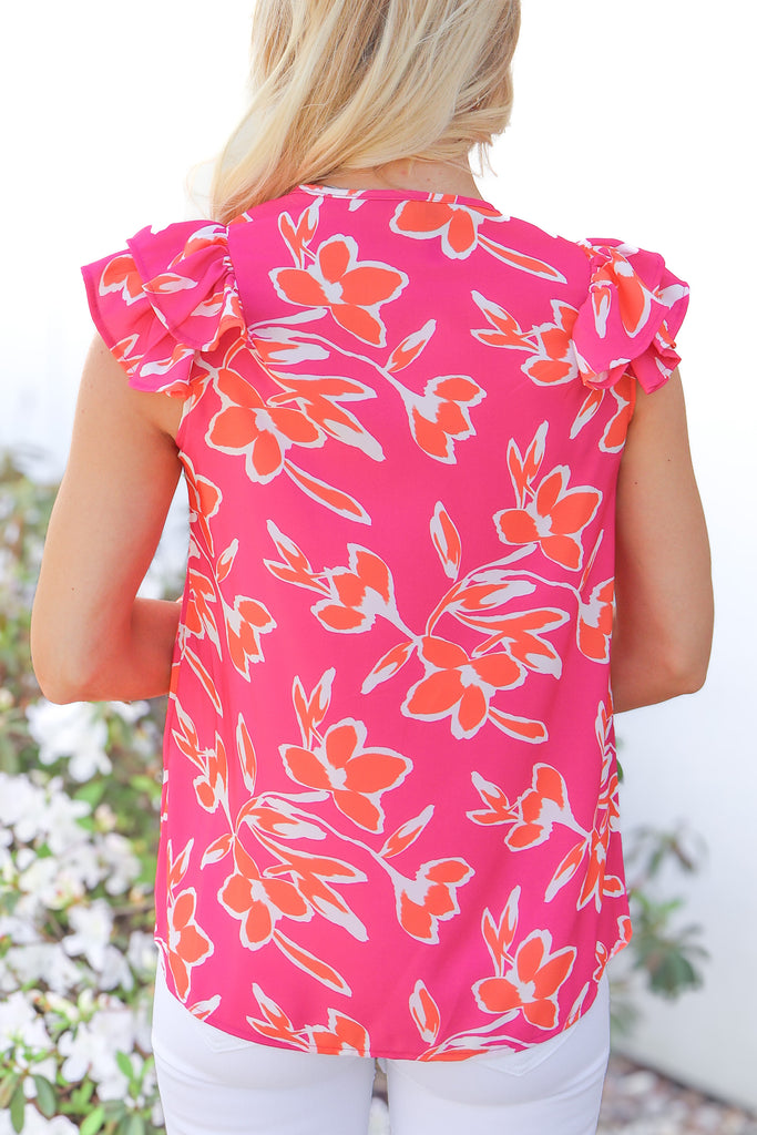 back of ruffle sleeve top