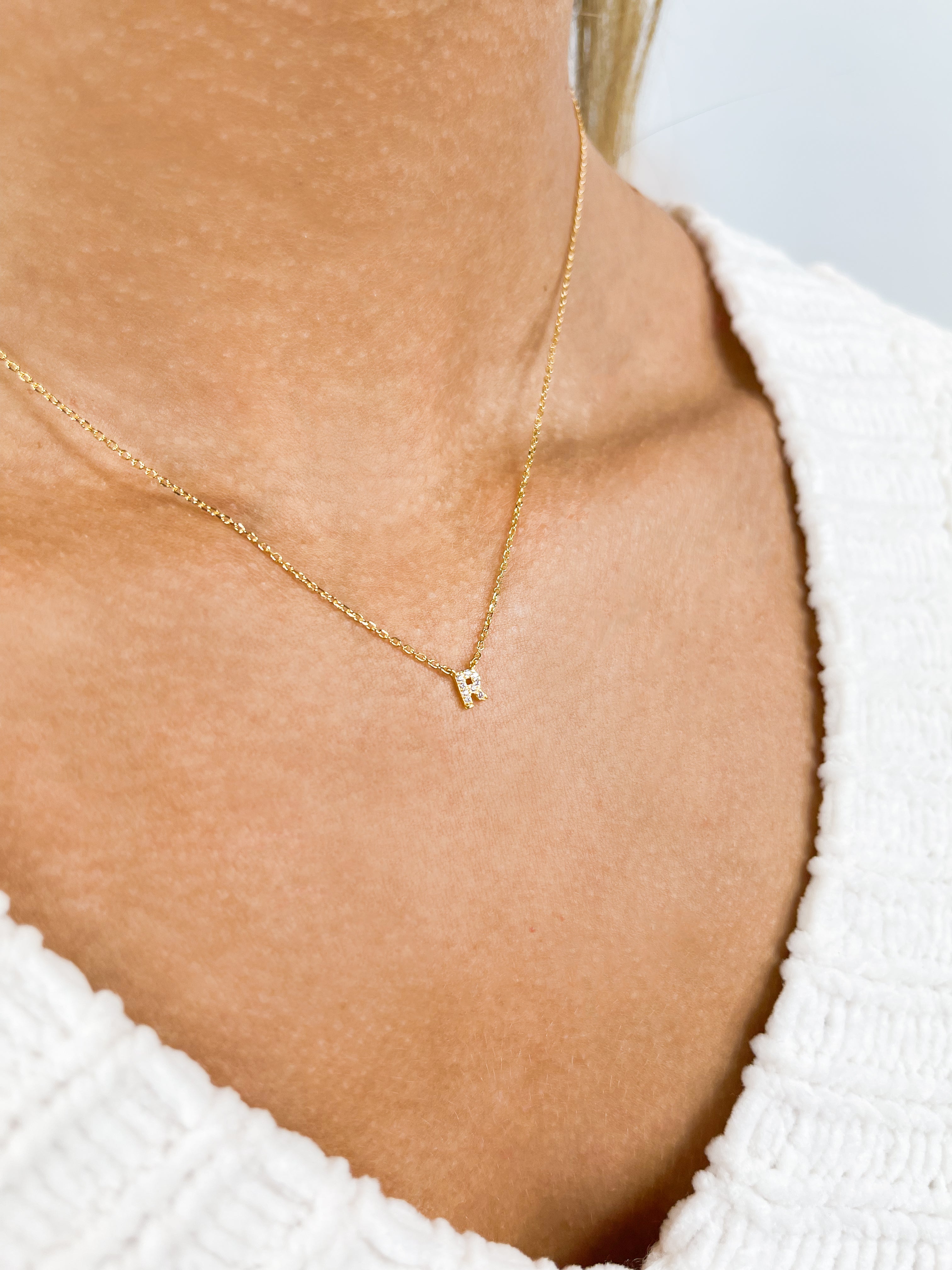 Dainty Initial Diamond Necklace - Frock Candy