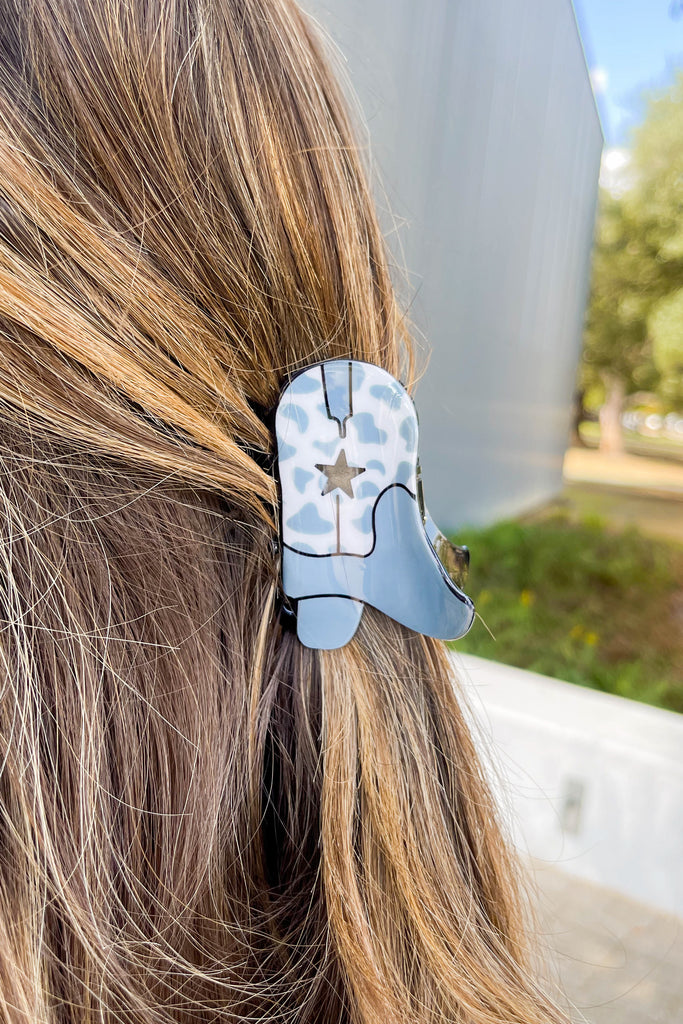 Light Blue Western Boot Hairclip