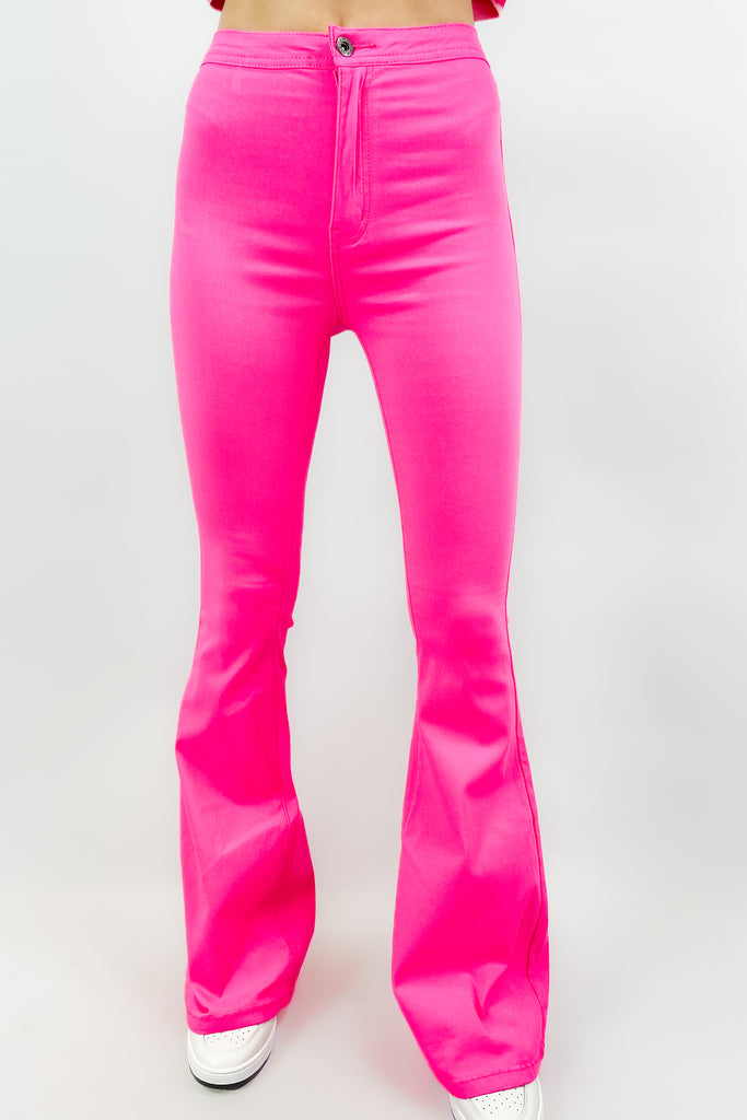 hot pink high waist jeans
